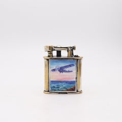 SARASTRO 1930 Pforzheim Enameled Deco Diksi Petrol Lighter In Silver on Brass