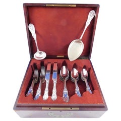 Used Saratoga by Tiffany Sterling Silver Flatware Set Service 38 Pieces Fitted Chest