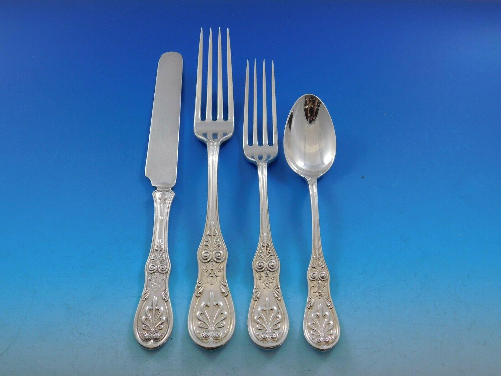Saratoga by Tiffany Sterling Silver Flatware Set Service 88 Pieces Fitted Chest In Excellent Condition For Sale In Big Bend, WI