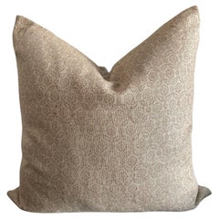 Saratoga Hand Blocked Linen Accent Pillow with Down Feather Insert