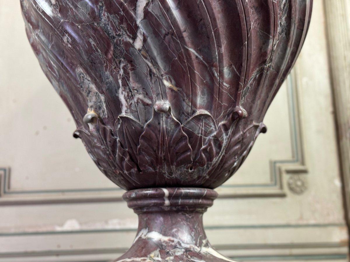 20th Century Saravezza Marble Basin The Spiral Fluted Body Topped With A Lid For Sale