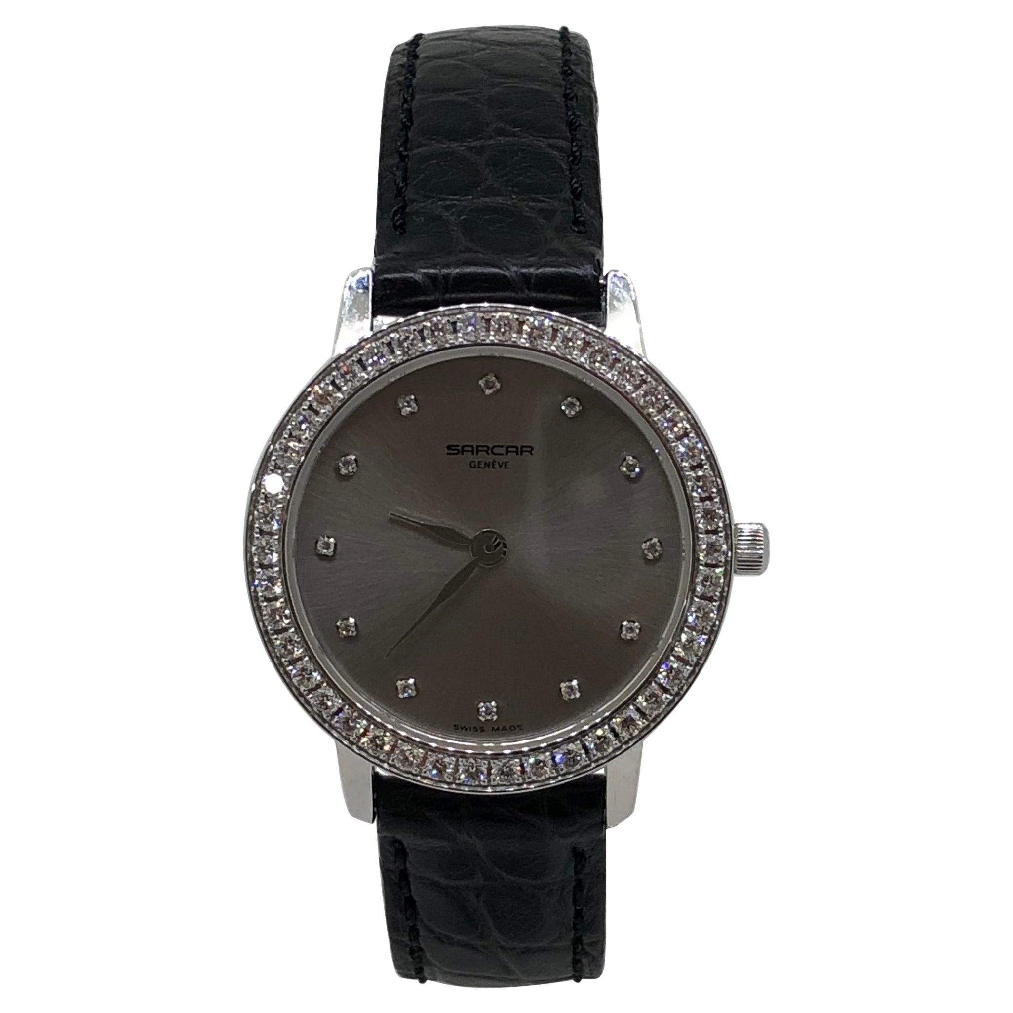 Sarcar-Uhr aus 18 Karat Weißgold mit Diamant-Lünette