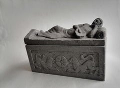 Sarcophage étrusque miniature - sculpture originale réalisée en Italie