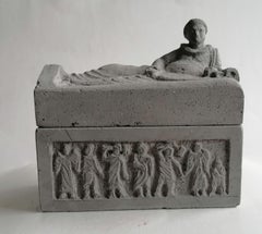 Sarcophage étrusque miniature - sculpture originale réalisée en Italie