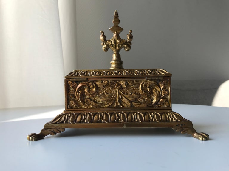 Sarcophagus Baroque Style Jewelry Box in Brass at 1stDibs