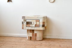 Sarcophagus Bedside Table in sculpted ceramics and wood