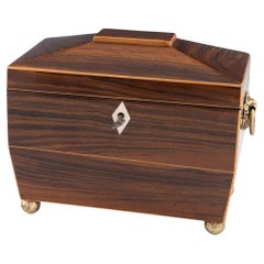 Antique Sarcophagus Shaped Regency Tea Caddy c1820