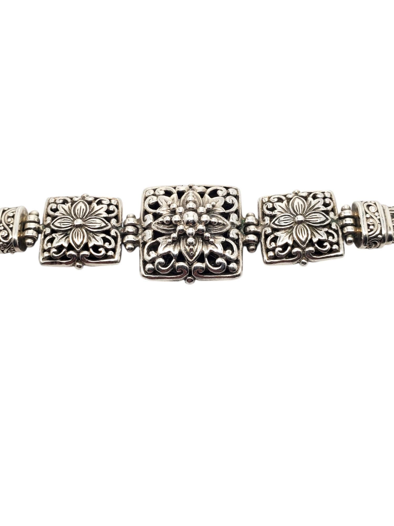 SARDA Sterling Silber Floral Panel Toggle Armband # 20228