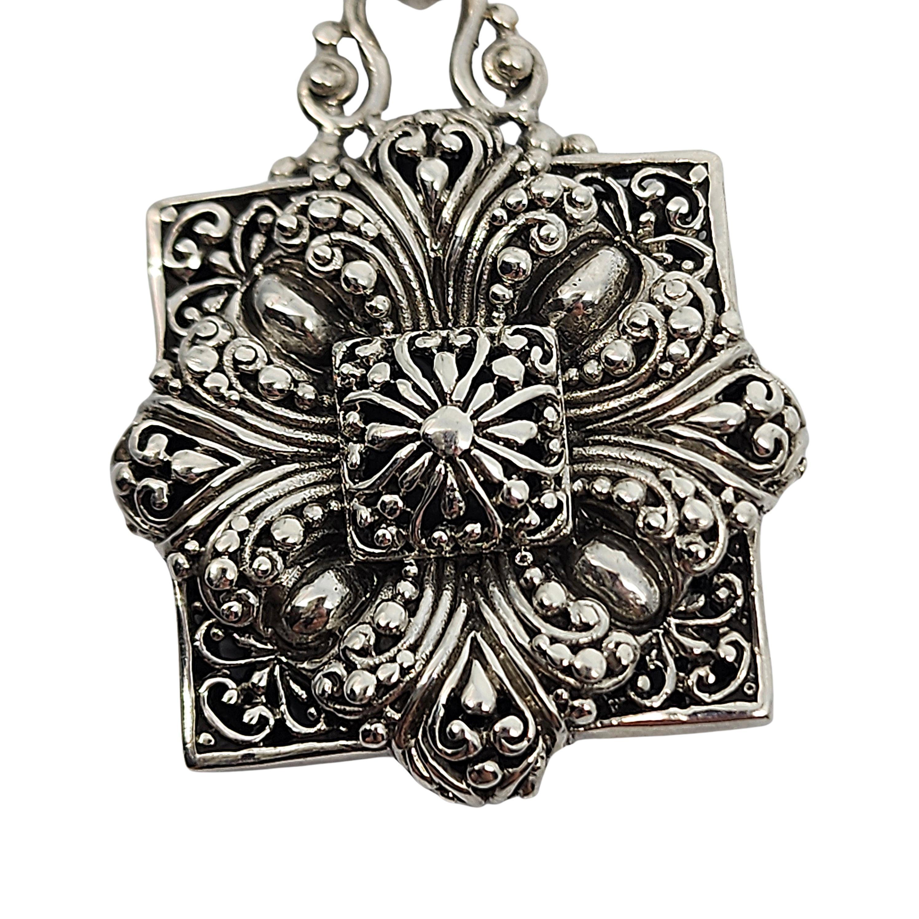 Women's Sarda Sterling Silver Flower Medallion Pendant #16147 For Sale