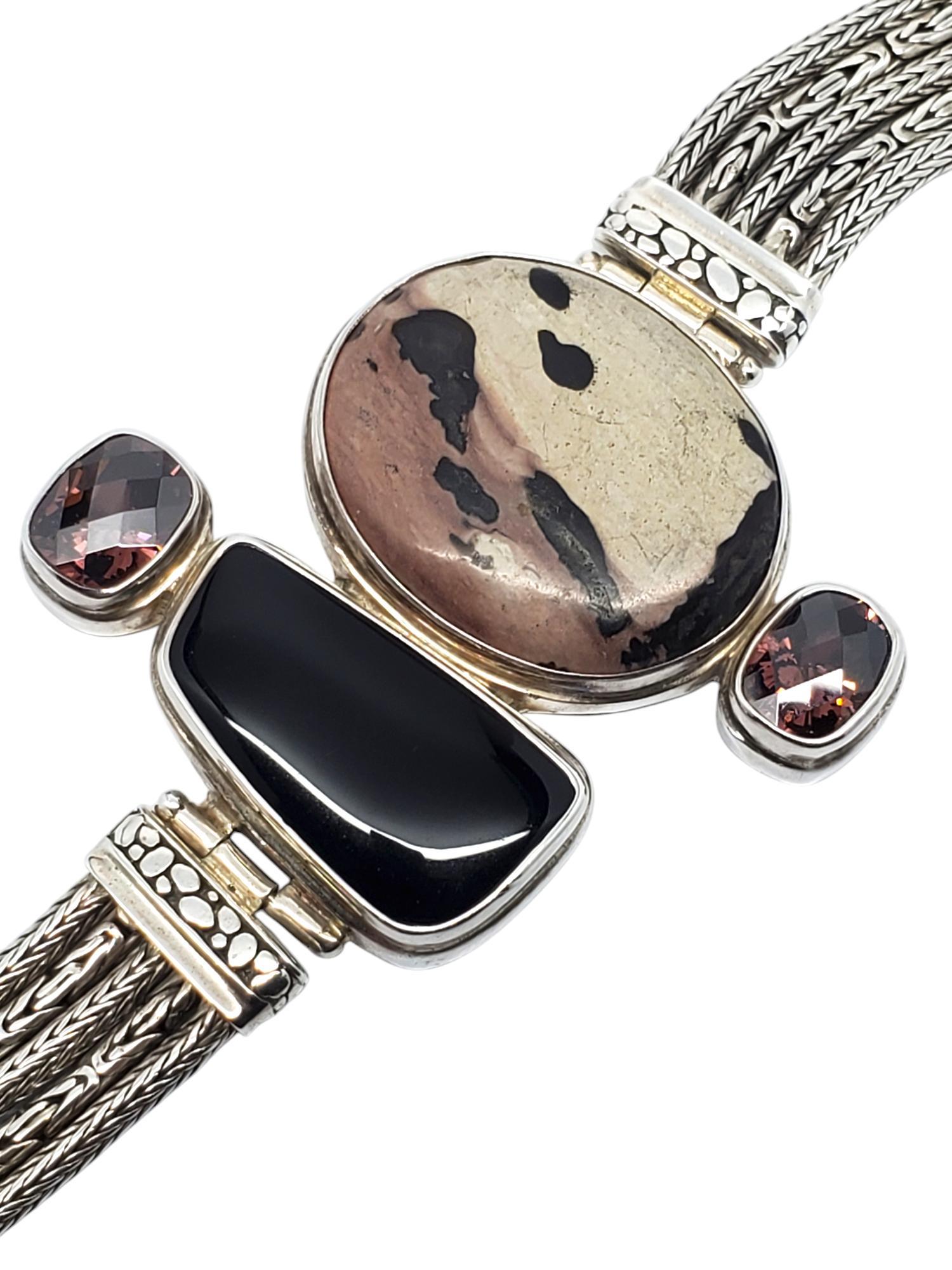 Taglio misto Bracciale multi gemme in argento sterling Sarda #19576 in vendita