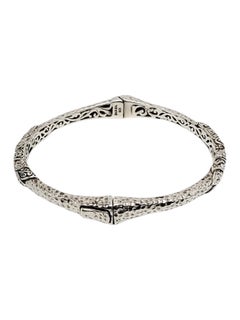 Sarda Sterling Silver Textured Bali Scroll Hinged Bangle Bracelet #24582
