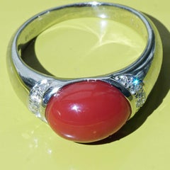 Sardegna Coral Brilliant Ring Platinum AAA+ TW Loupeclean