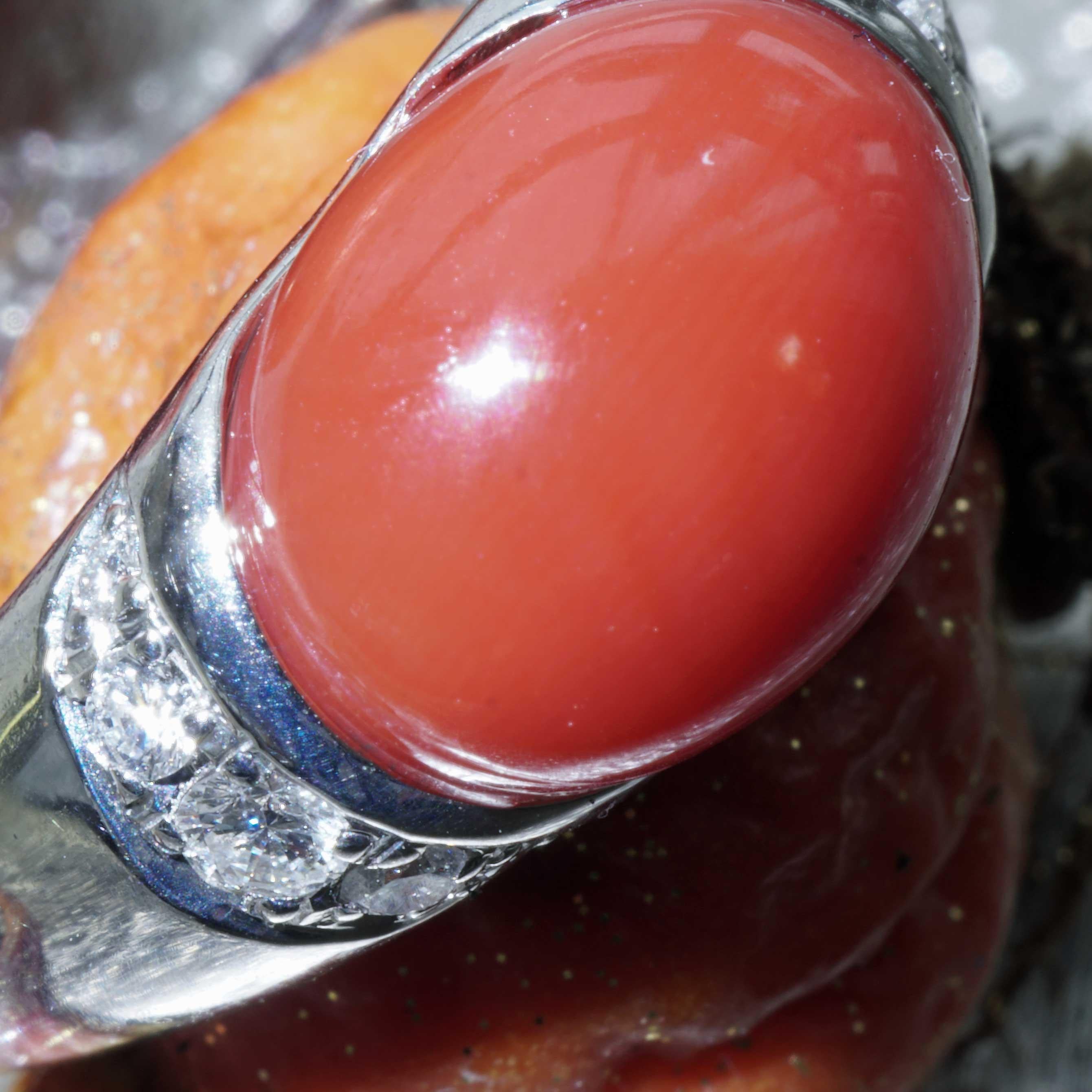 Anello di corallo sardo Brilliante di platino AAA+ TW Loupeclean In condizioni Nuovo in vendita a Viena, Viena