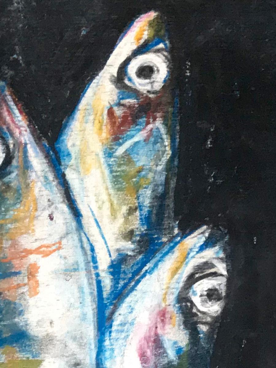 italien Peinture de poissons Sardine Colazione en vente