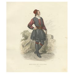 Sardischer Metzger Druck Cagliari Italien 1853 von Compte-Calix - Handkolorierte Litho