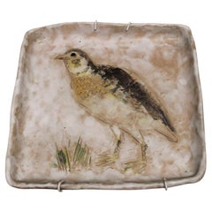 Sardinian Ceramic Plate with Partridge Decoration, 1960s, Italy Aldo Ajò