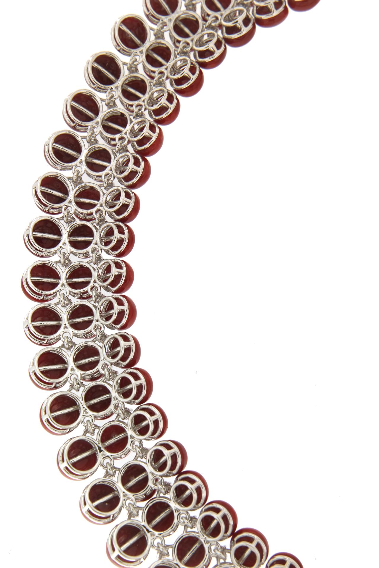 Brilliant Cut Sardinian Coral 18 Karat White Gold Diamonds Choker Necklace For Sale