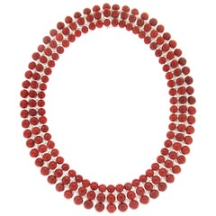 Sardinian Coral 18 Karat White Gold Diamonds Choker Necklace