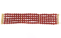 Sardinian Coral 18 Karat Yellow Gold Cuff Bracelet