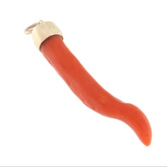 Sardische Koralle 18 Kt Gelbgold Anhänger Nackenkette