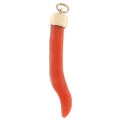 Sardinian Coral 18 Kt Yellow Gold Pendant Nacklace