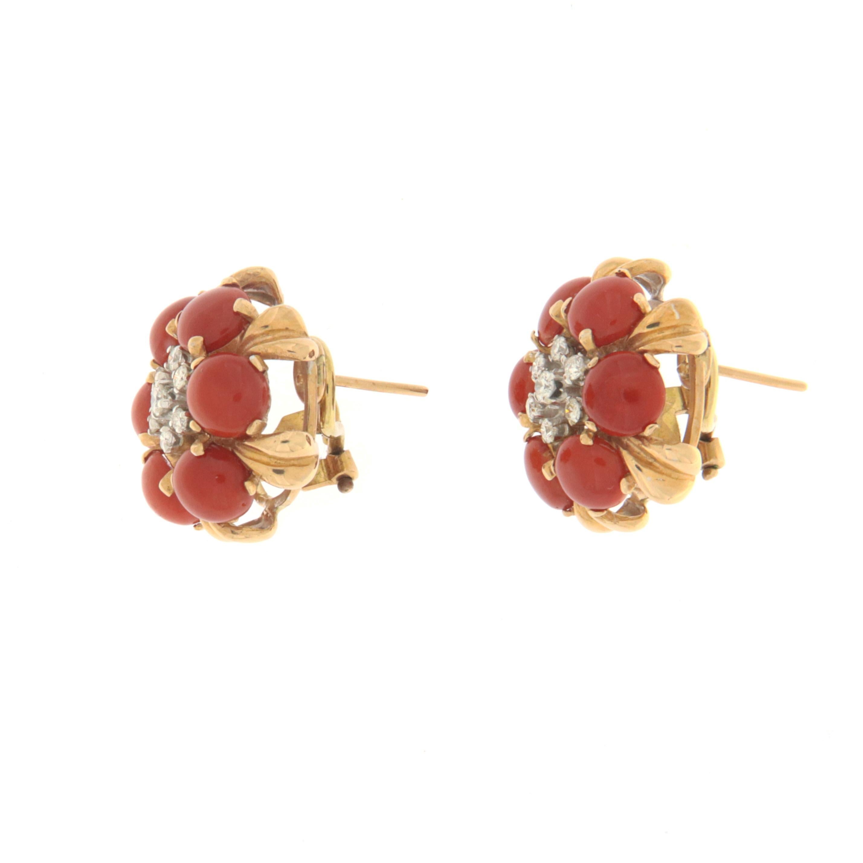 coral ear studs gold