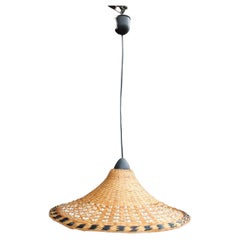 Sardinian Dome Chandelier Hand-Woven Straw Midcentuy Italy Design Black