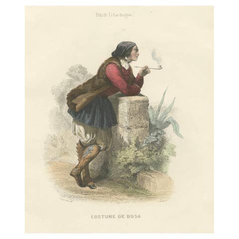 Sardinian Man – Bosa Italy, Compte-Calix Hand-Colored Print 1853