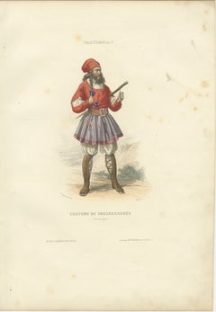 Sardinian Man Costume Print Tresnuraghes 1853 by Compte-Calix – Hand-Colored