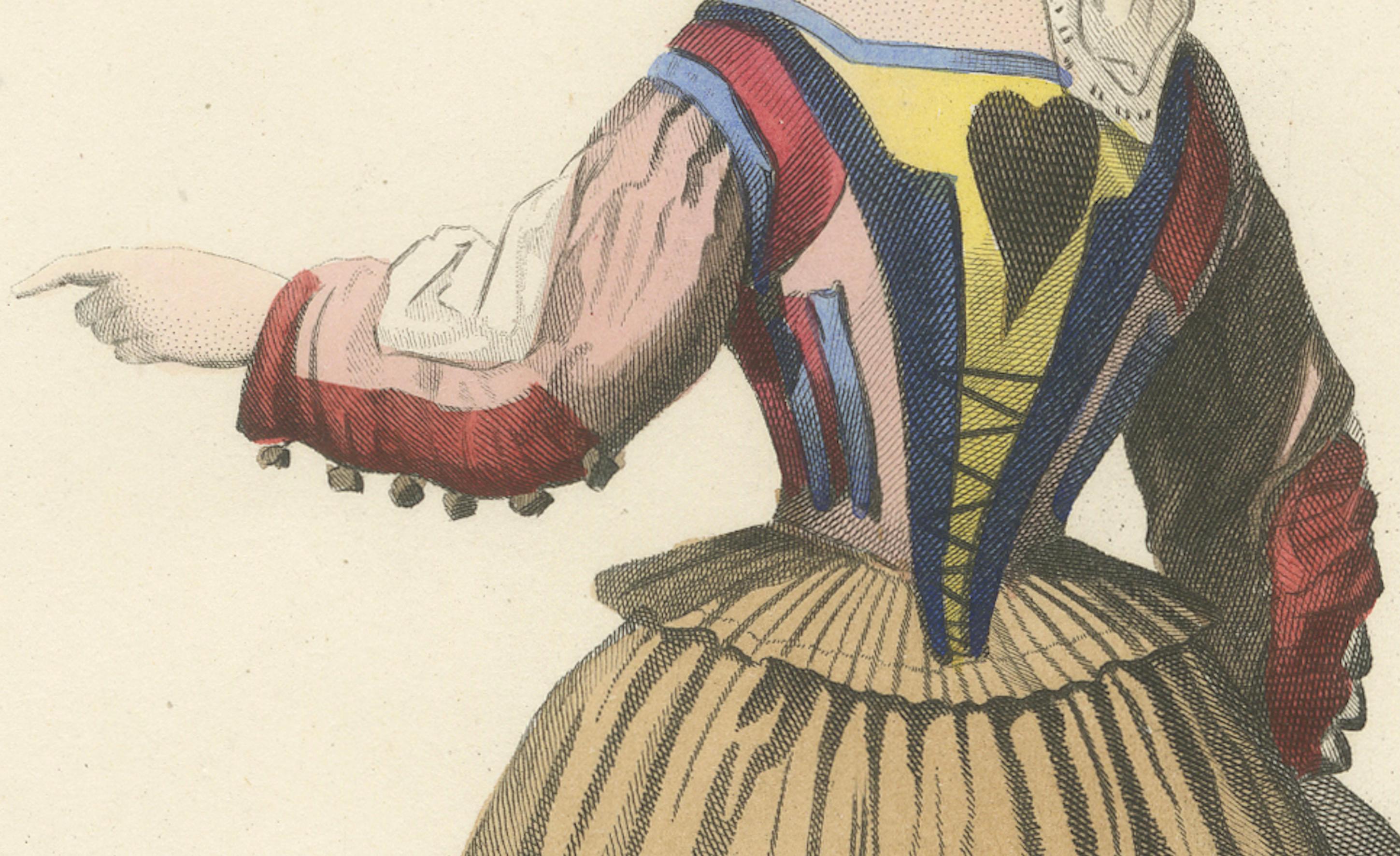 Sardische Frau - Ploaghe Italien, Compte Calix Handkolorierter Druck 1853 im Zustand „Gut“ im Angebot in Langweer, NL