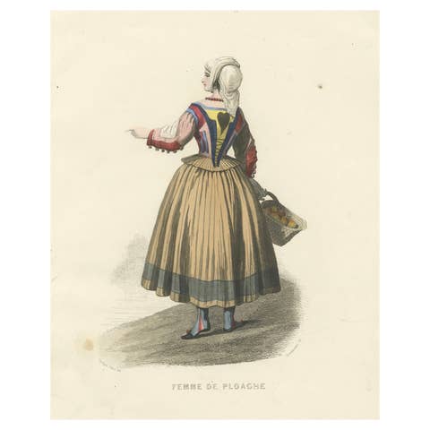 Sardinian Woman – Ploaghe Italy, Compte-Calix Hand-Colored Print 1853