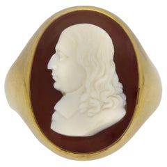 Sardonyx cameo of John Milton mounted in  English, circa 1901.