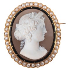 Sardonyx Portrait Cameo Brooch, 1870's
