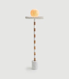 Sare Lamp in Amber by Merve Kahraman, Marble Milk Glass & Hand-Painted Glass
