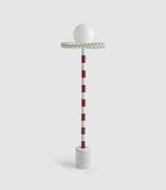 Sare Lamp in Cherry by Merve Kahraman, Marble Milk Glass & Hand-Painted Glass