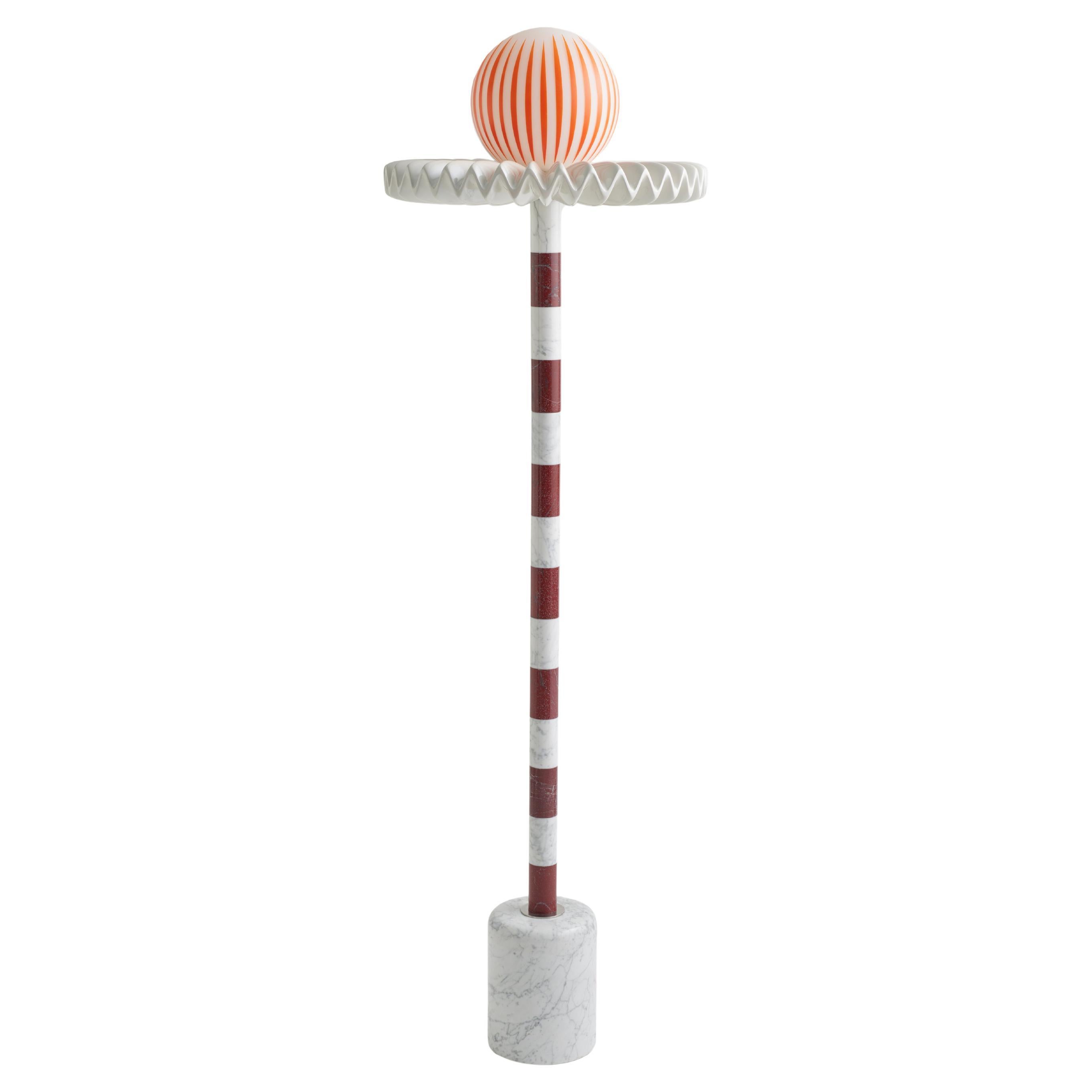 Sare Lamp in Cherry by Merve Kahraman, Marble Milk Glass & Hand-Painted Glass For Sale