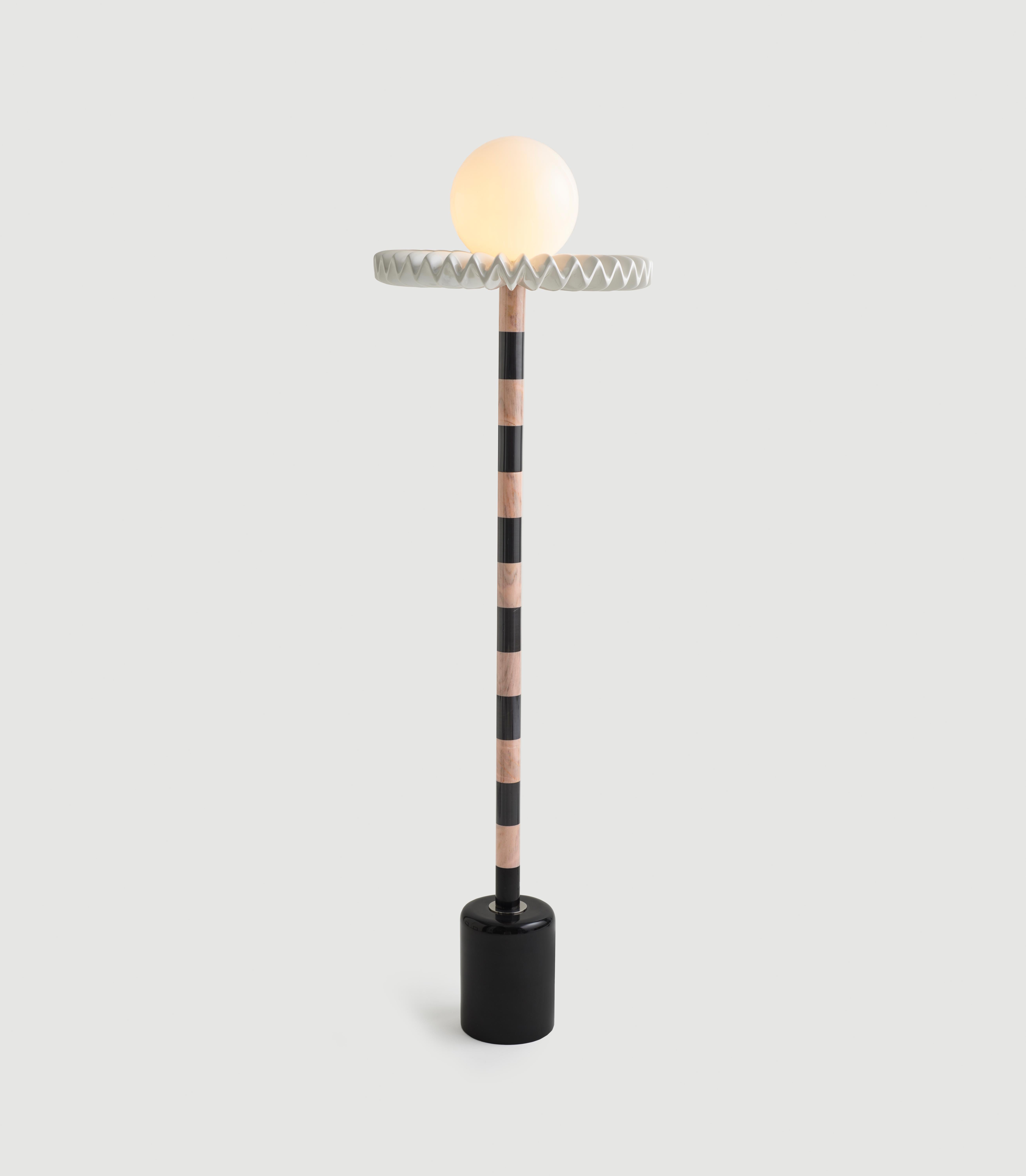 Turkish Sare Lamp in Pink/Black by Merve Kahraman, Marble Glass & Hand-Painted Glass For Sale