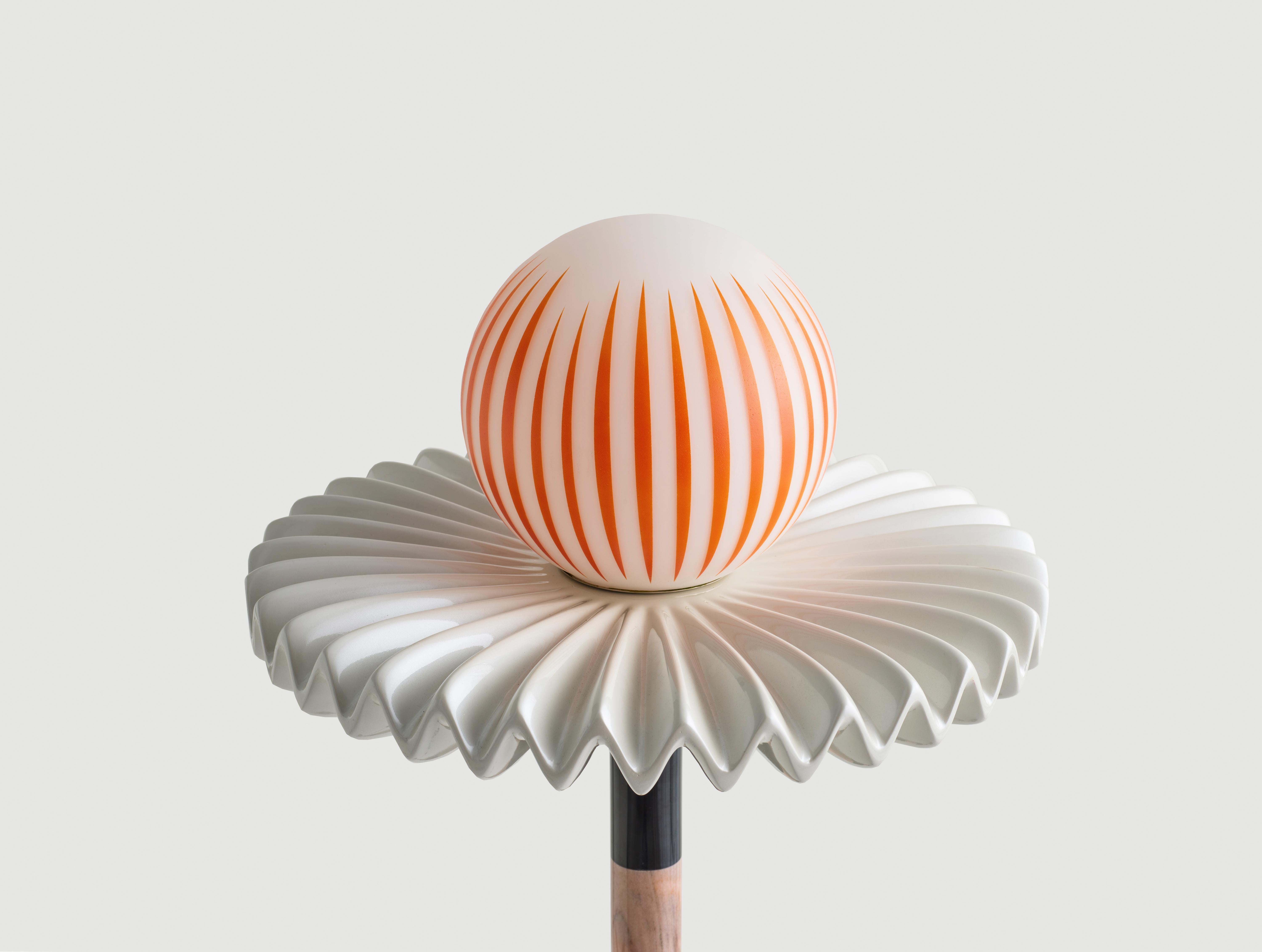 Sare Lamp in Pink/Black by Merve Kahraman, Marble Glass & Hand-Painted Glass For Sale 2