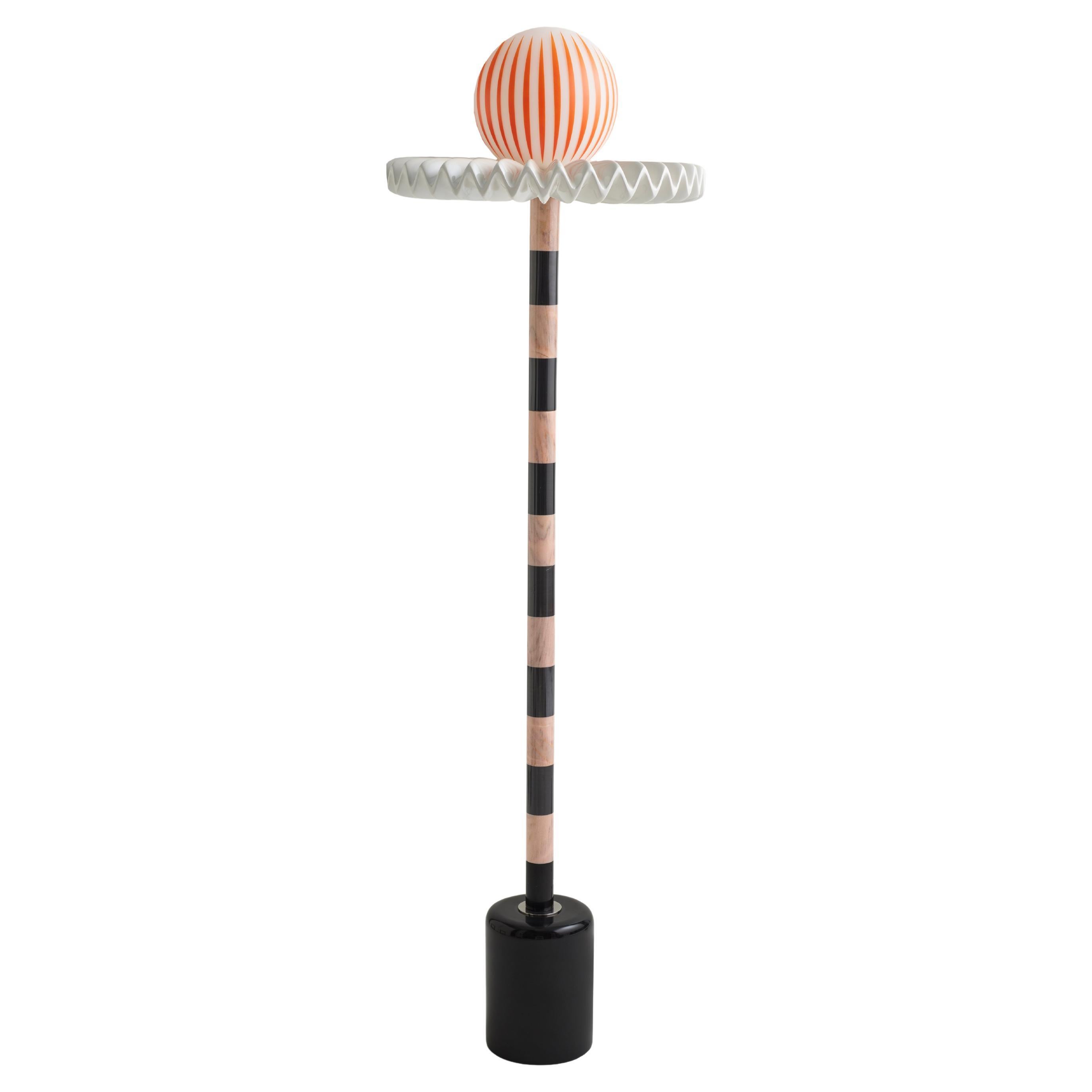 Sare Lamp in Pink/Black by Merve Kahraman, Marble Glass & Hand-Painted Glass
