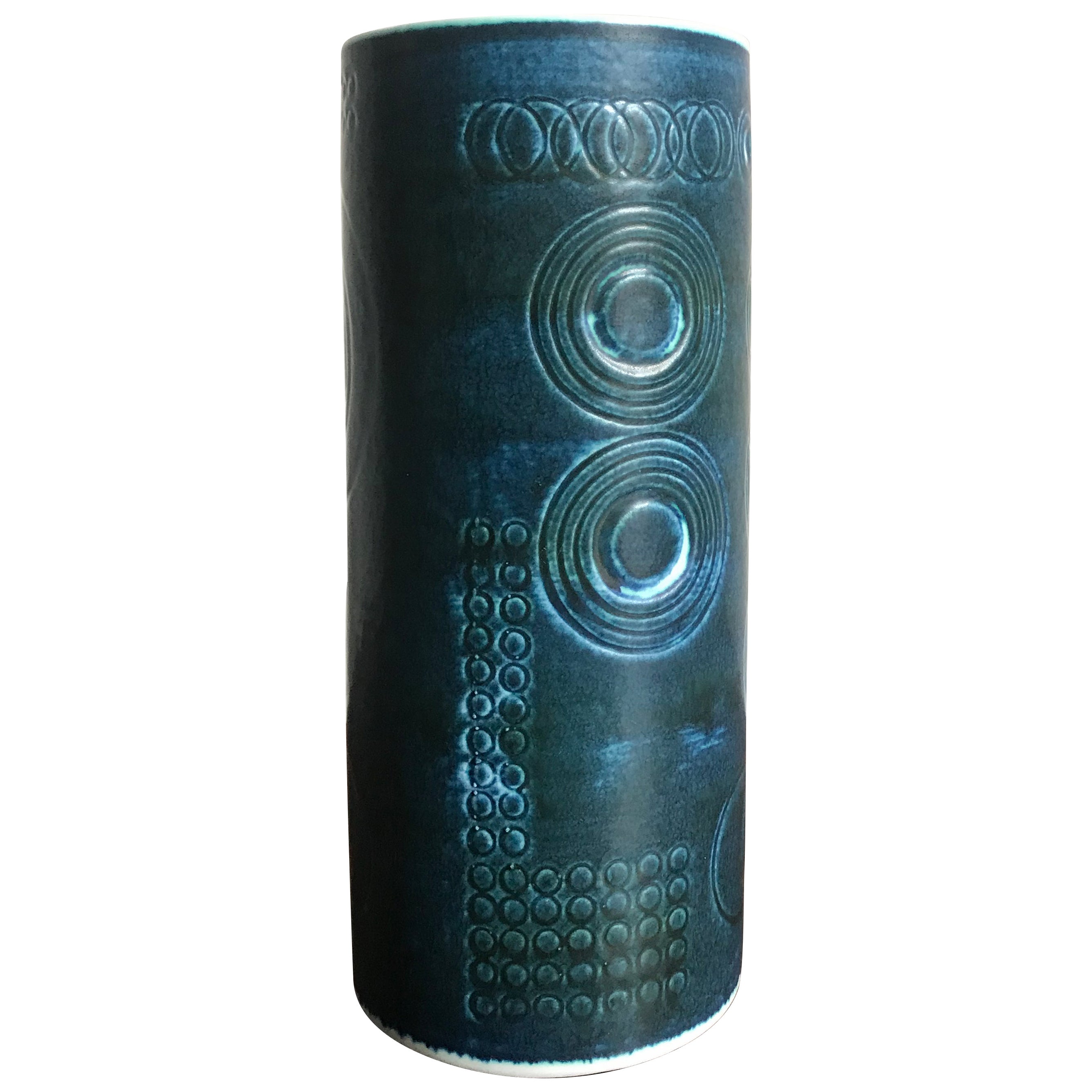 Sarek par Olle Alberius pour Rörstrand Vase bleu scandinave du milieu du siècle, années 1960