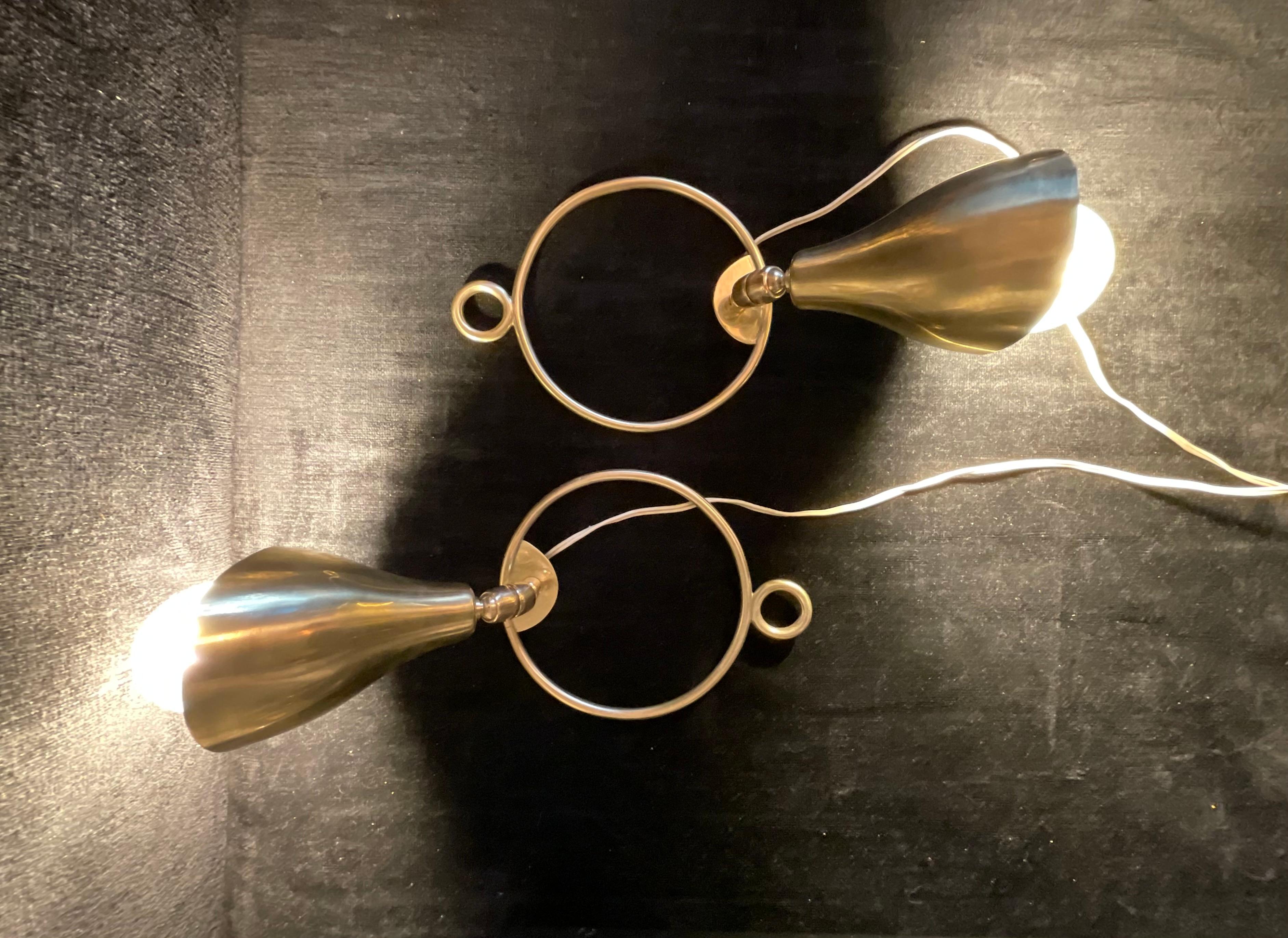SARFATTI Gino - ARTELUCE -Pair of brass wall or floor sconces  For Sale 4