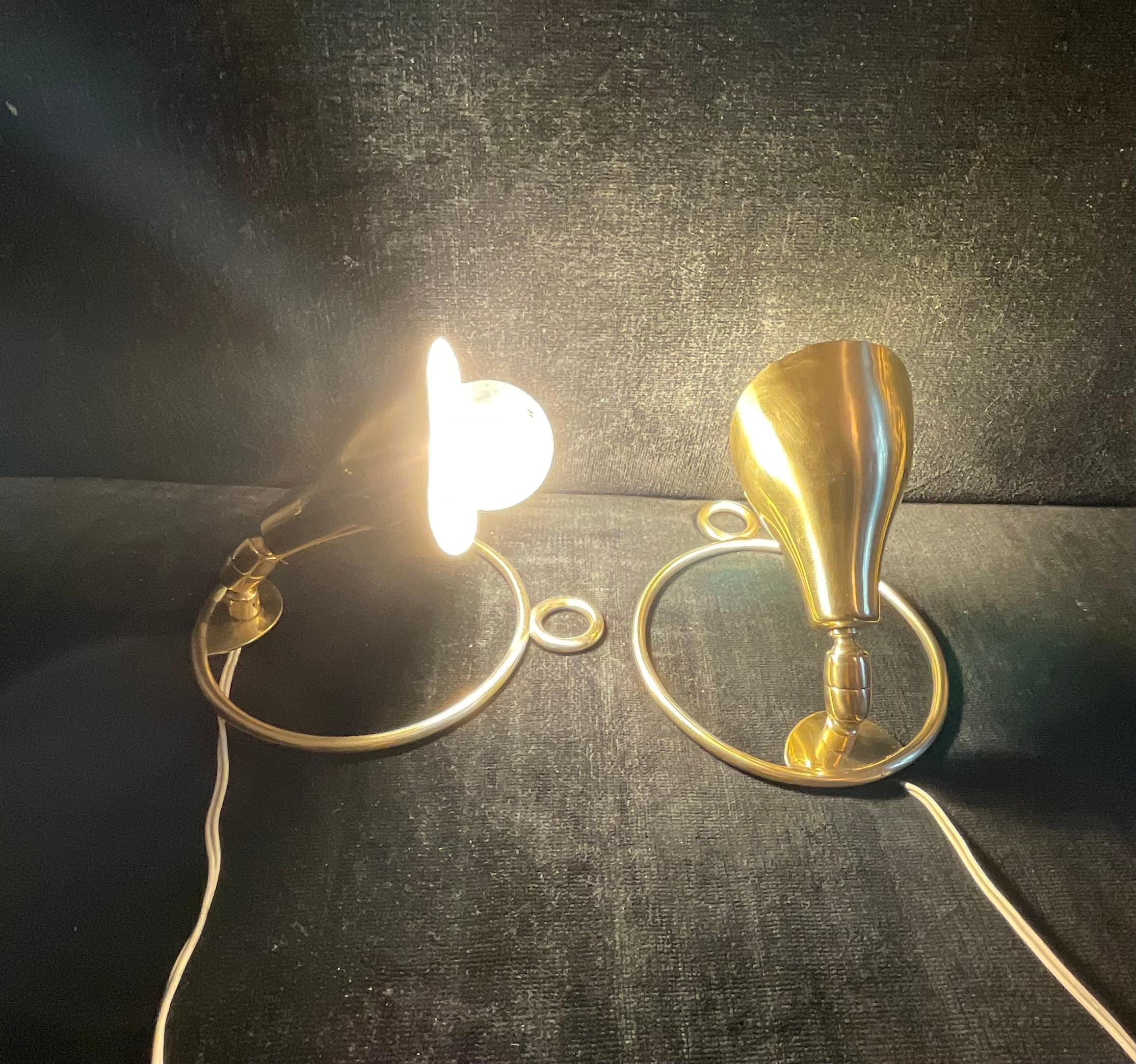 SARFATTI Gino - ARTELUCE -Pair of brass wall or floor sconces  In Good Condition For Sale In Milano, IT