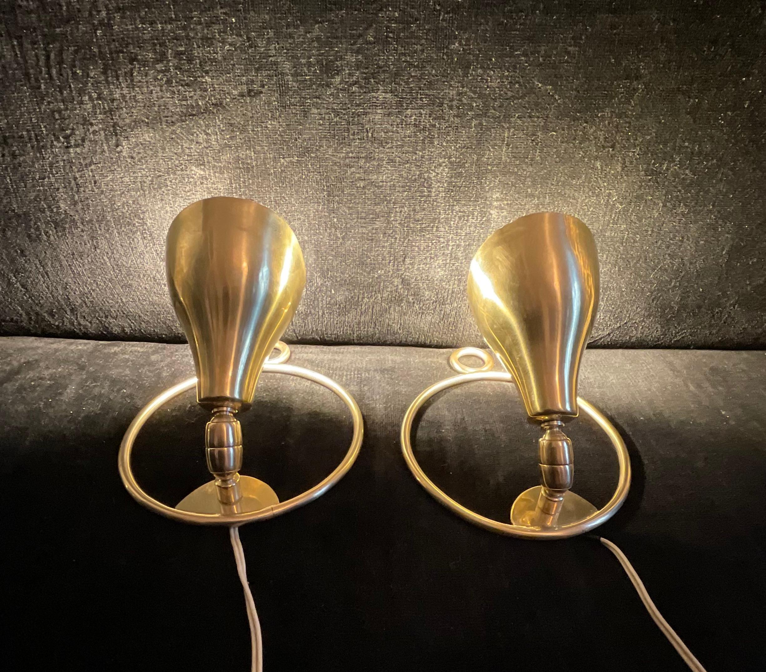 Mid-20th Century SARFATTI Gino - ARTELUCE -Pair of brass wall or floor sconces  For Sale