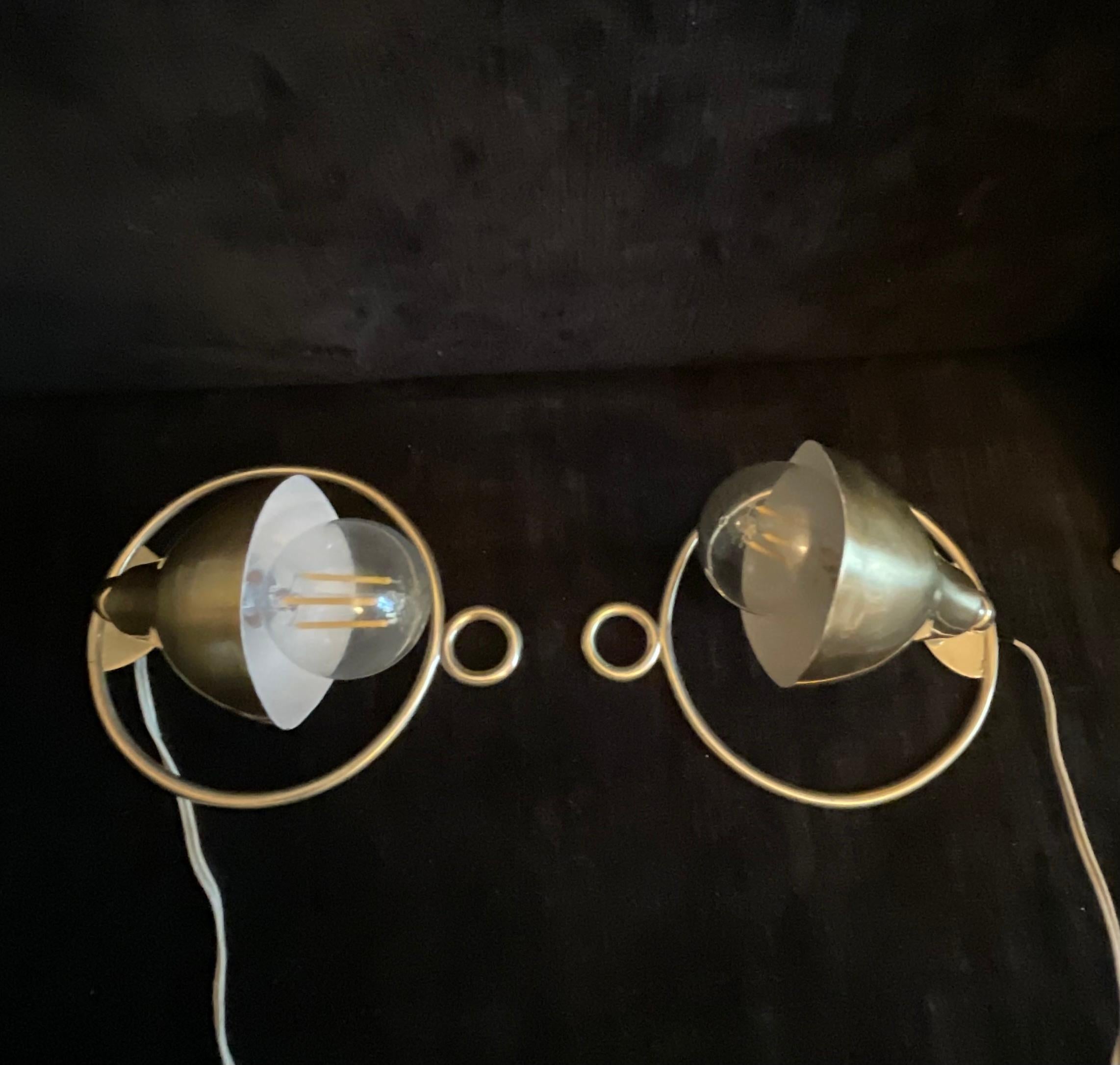 Brass SARFATTI Gino - ARTELUCE -Pair of brass wall or floor sconces  For Sale