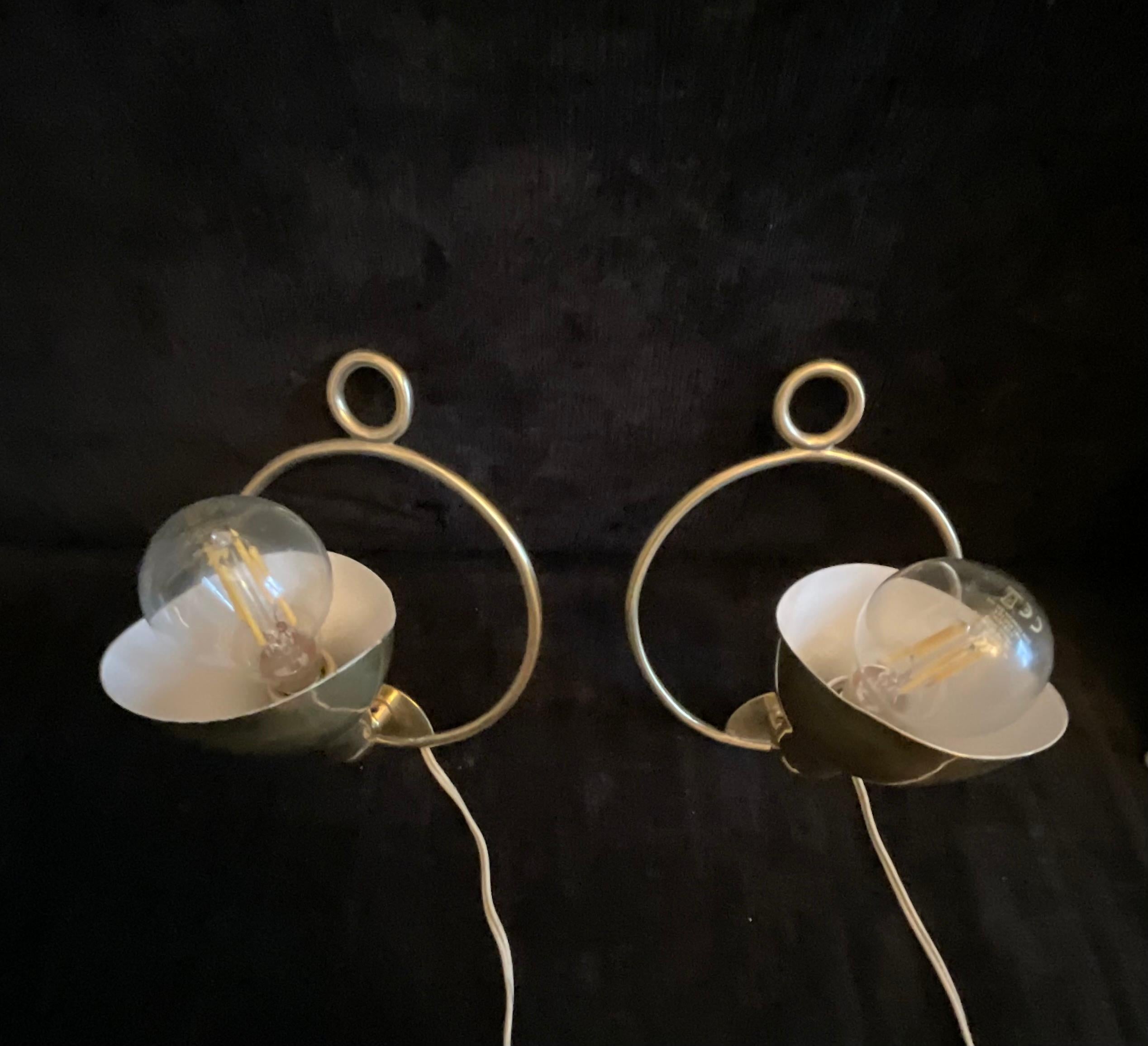 SARFATTI Gino - ARTELUCE -Pair of brass wall or floor sconces  For Sale 1