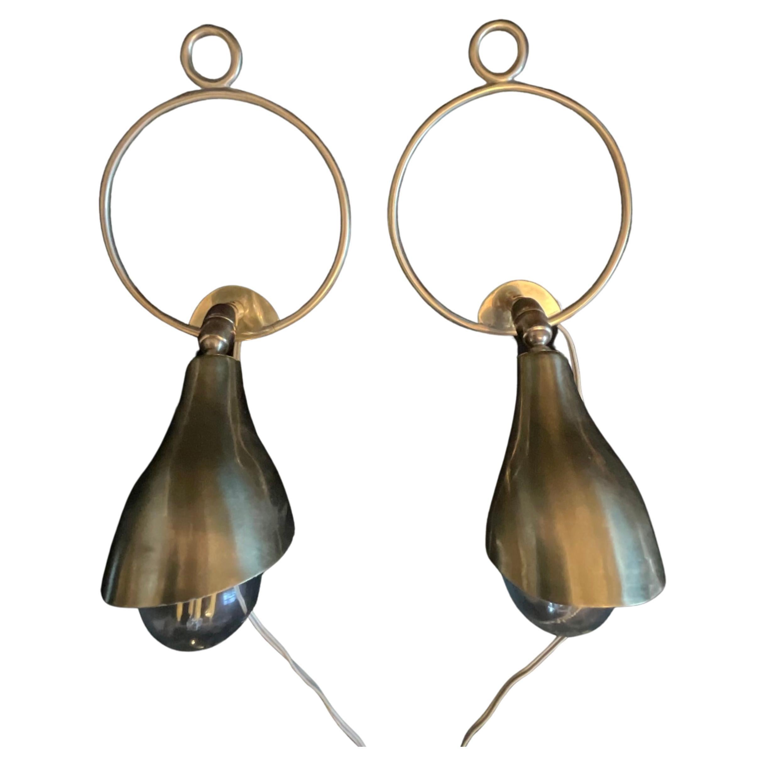 SARFATTI Gino - ARTELUCE -Pair of brass wall or floor sconces  For Sale