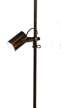 Sarfatti Style Brass and White Marble Midcentury Floor Lamp, 1950s
