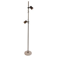 Sarfatti Style Brass and White Marble Midcentury Floor Lamp, 1950s