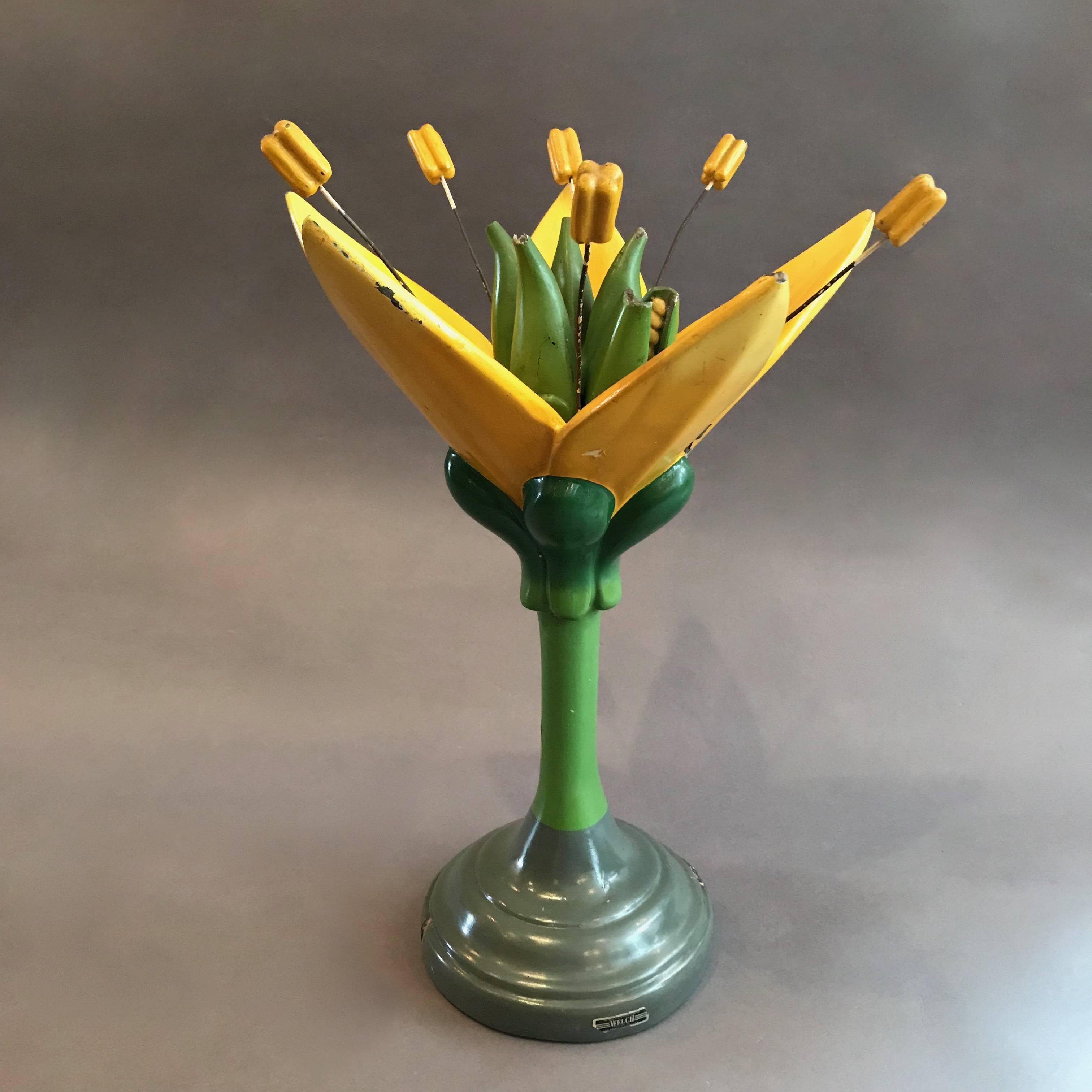 Painted resin composite, scientific, educational, botanical model of a flower with removable parts.