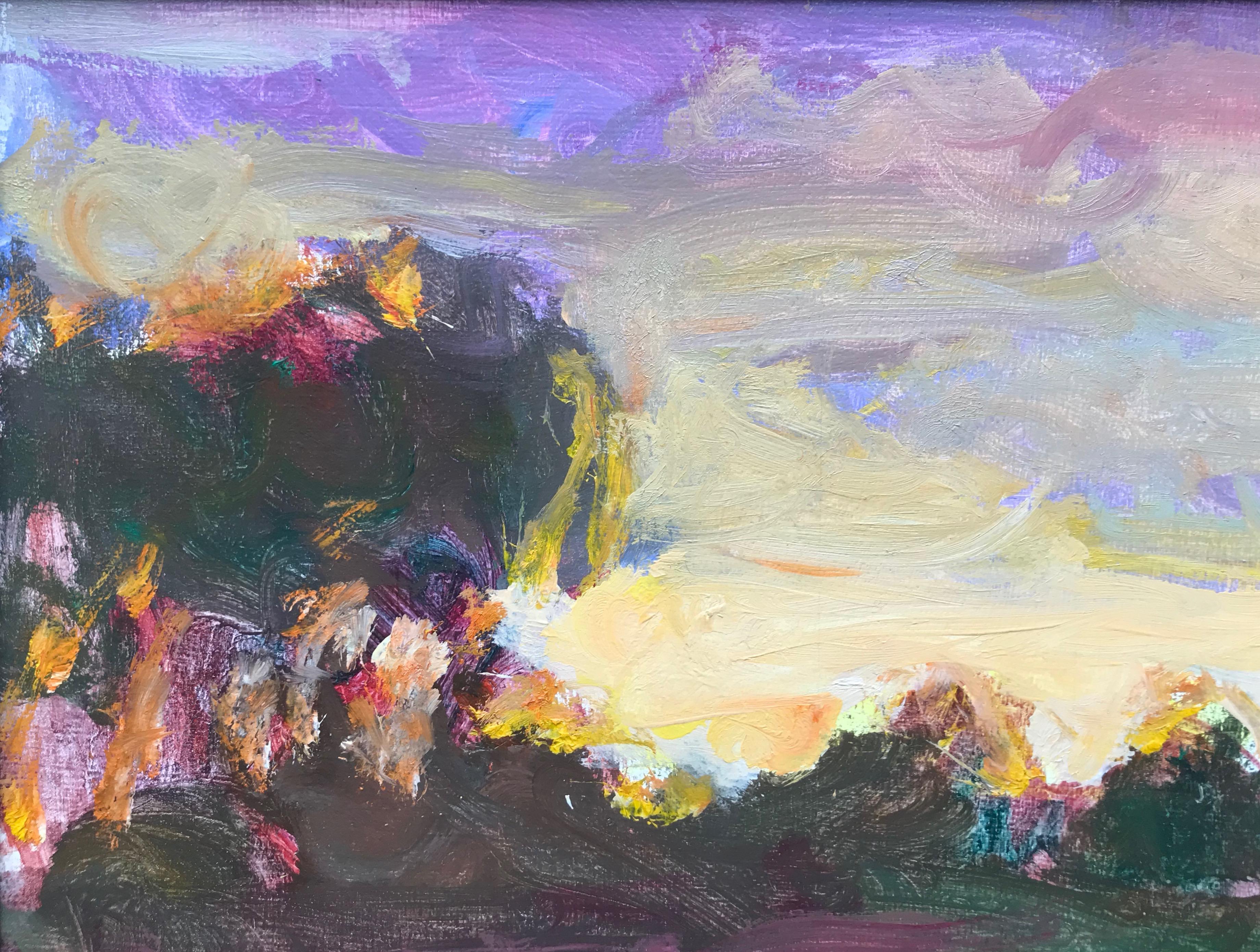 Sargy Mann (1937-2015)
​Sunset, Summer 72, Abthorpe
Signed
Oil on board
10 x 11¾ inches
16 x 18 inches with frame
​
Provenance: Cadogan Contemporary
                     Private Collection 

​A wonderfully diverse palette employed in a favourite